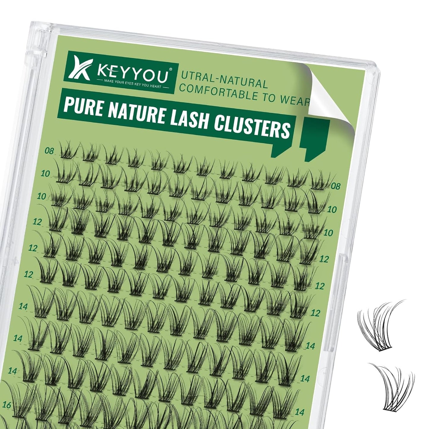 Natural Lash Clusters Wispy Eyelash Clusters 144 pcs Cluster Eyelash Extensions D Curl Individual Lashes 8-18MIX Mix Length Light and Natural Lashes Look with Thin Lash Band by KEYYOU(N04-8-18MIX-D)
