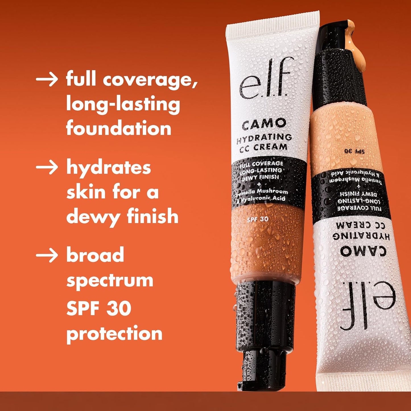 e.l.f. Hydrating Camo CC Cream, SPF 30, Color Correcting Full Coverage Foundation For A Dewy Finish, Vegan & Cruelty-Free, Medium 350 W