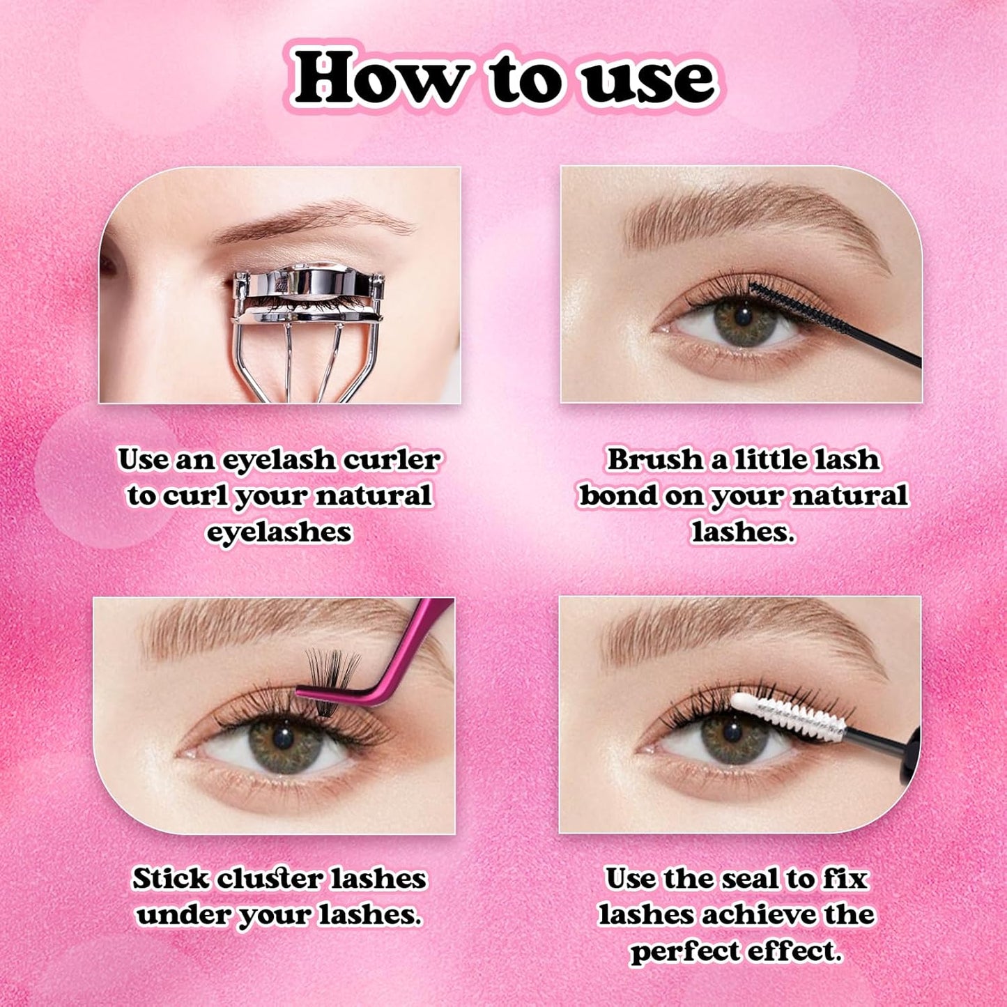 FADLASH Cluster Lashes D Curl Wispy Individual Lashes DIY Eyelash Extension Natural Look Reusable Fluffy Cluster Eyelash Extensions Self Application At Home (40D+50D-0.07D-12-18MIX)