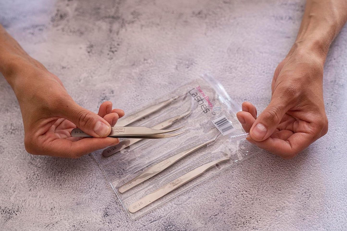 Eyelash Extension Tweezers - 5 PCS of Lash DIY Precision Set, Curved Volume Lash Tweezers - Cluster Application and Removal of Eye Lashes Extensions Stainless Steel