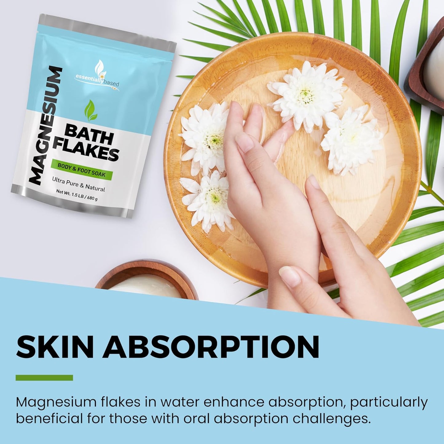 Magnesium Flakes - 1.5 LB Ultra Pure Magnesium Chloride Flakes in Resealable Pack - Use for Bath Soak or Foot Soak - A Better Alternative to Epsom Salt
