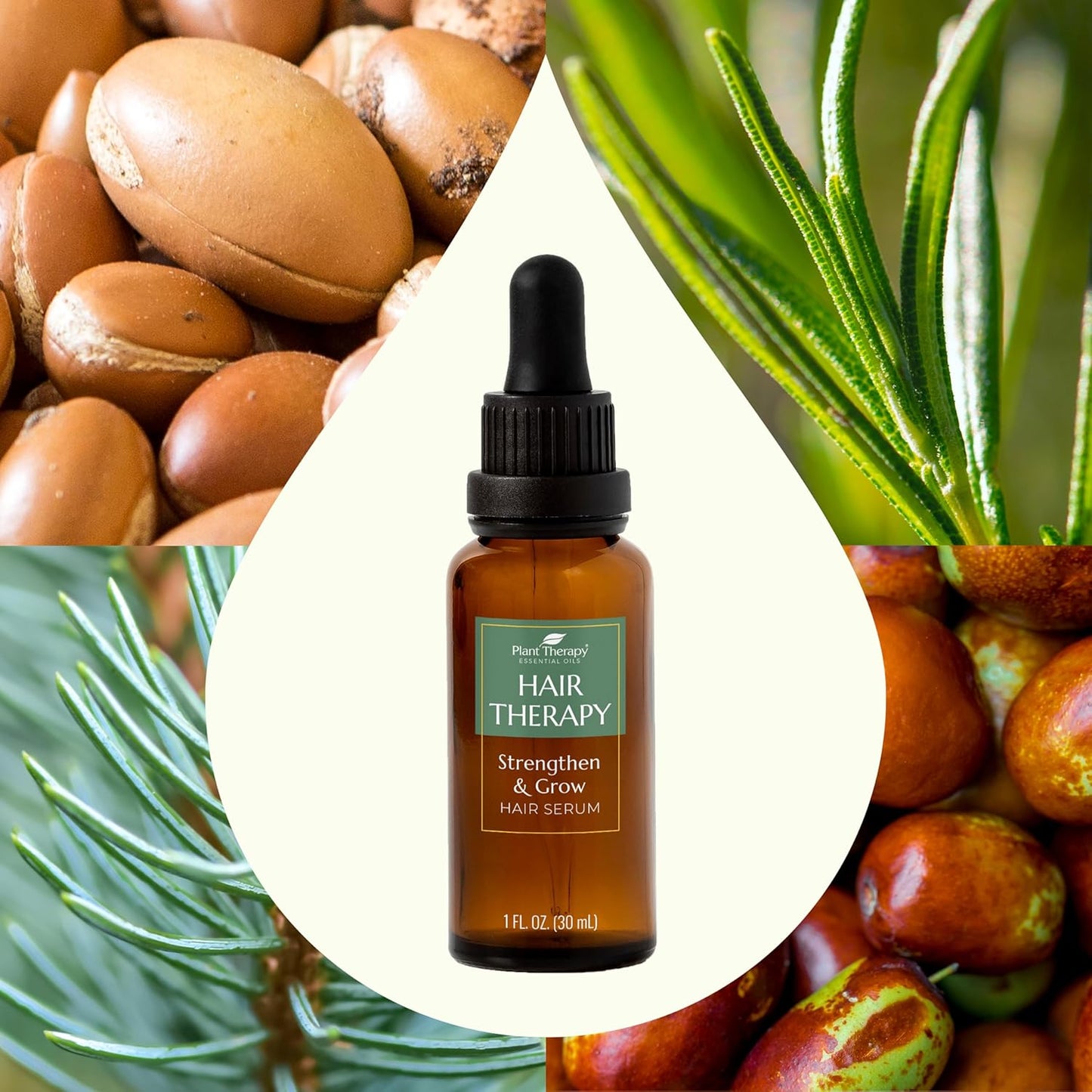 Plant Therapy Hair Therapy Strengthen & Grow Hair Repair Serum 1 oz with Argan & Castor Oil