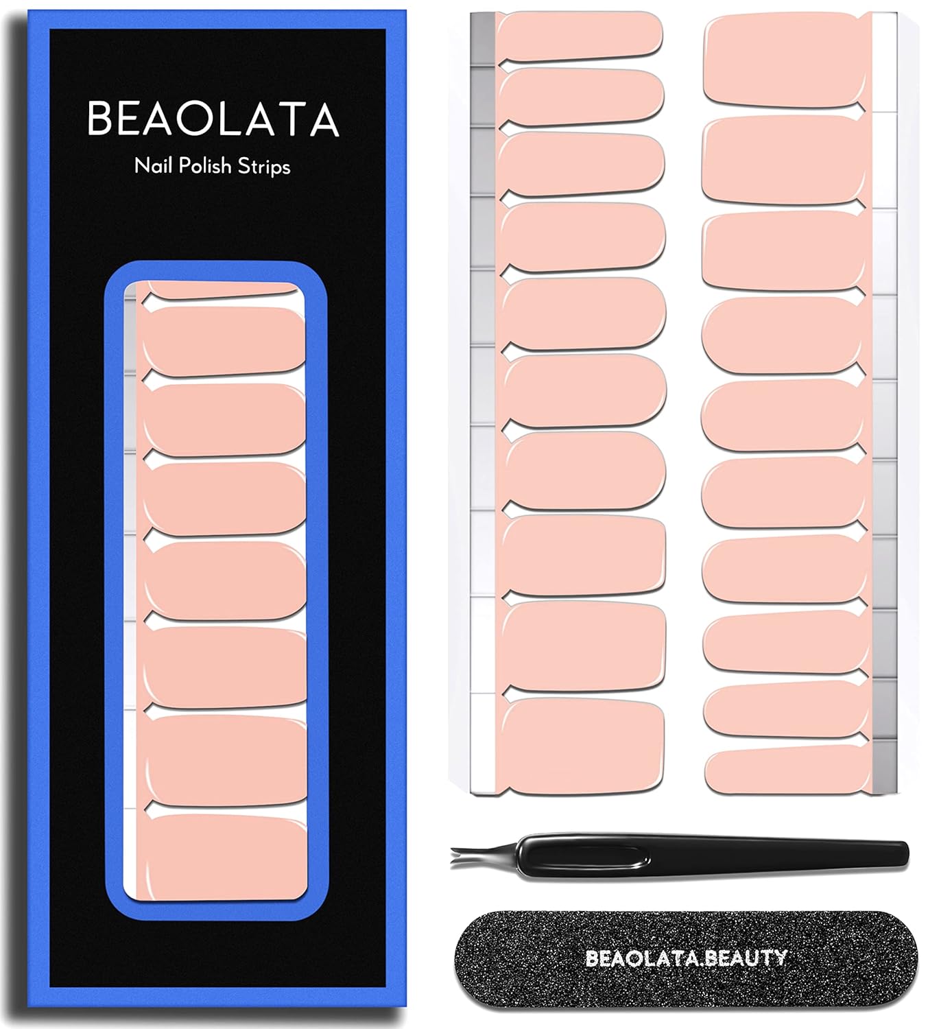 Nail Polish Strips Long Lasting, 20Pcs Wraps, Easy Apply& Remove Salon Quality Gel Nail Stickers (Sweet Light Pink)