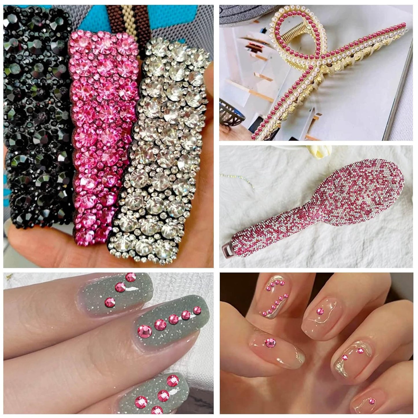 beadsland Flat Back Crystal Rhinestones Round Gems for Nail Art and Craft Glue Fix, Rose, (2.3-2.5mm) SS8/1440pcs