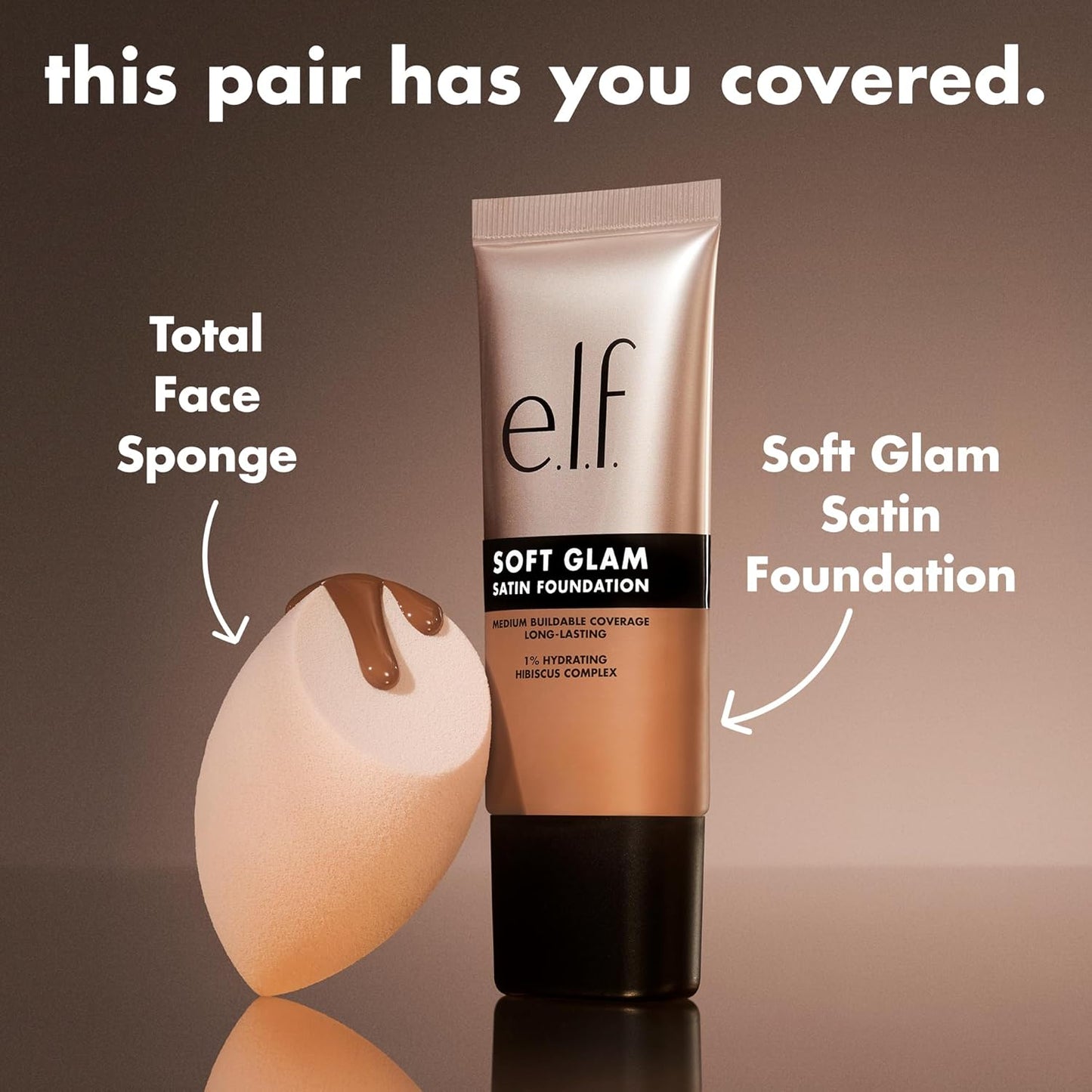 e.l.f. Soft Glam Foundation, Medium Coverage, Long-Lasting & Buildable Foundation For A Smooth, Satin Finish, Vegan & Cruelty-Free, 50 Deep Warm