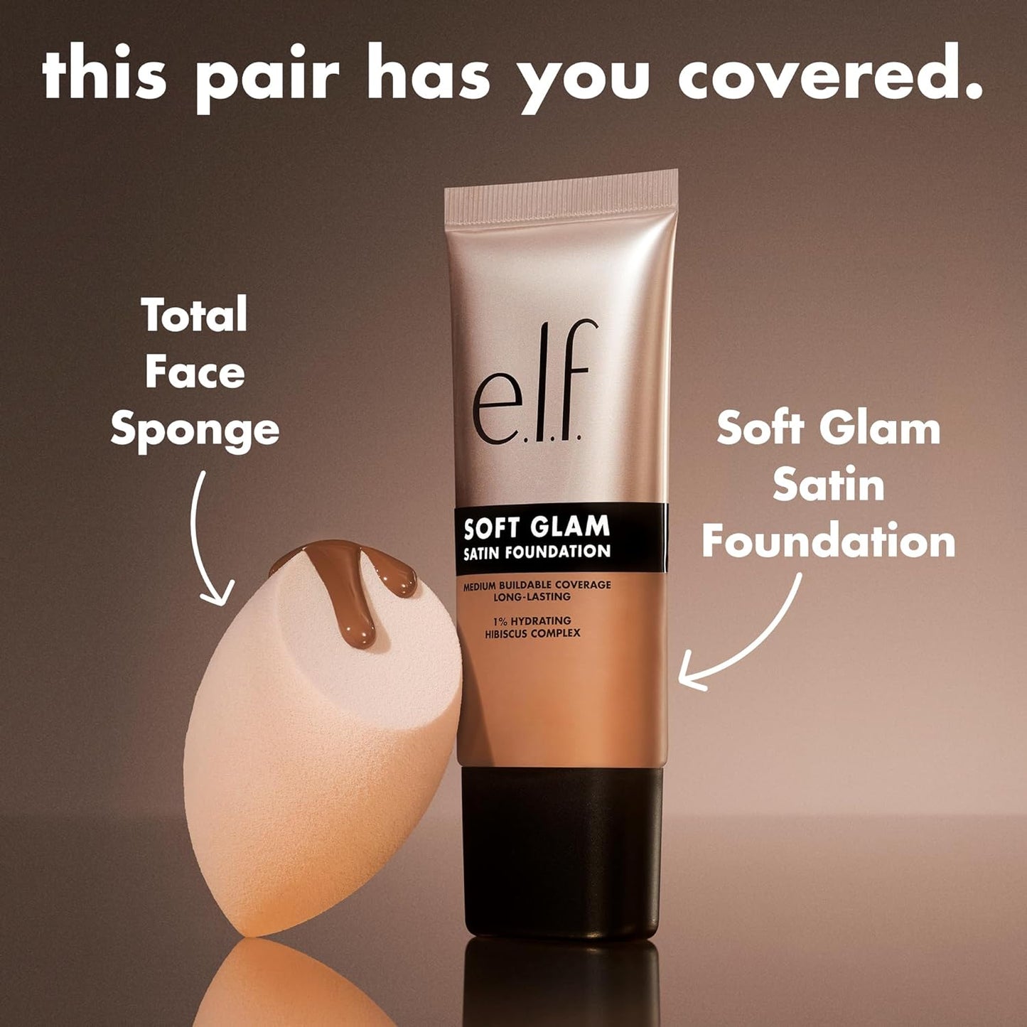 e.l.f. Soft Glam Foundation, Medium Coverage, Long-Lasting & Buildable Foundation For A Smooth, Satin Finish, Vegan & Cruelty-Free, 40 Tan Warm