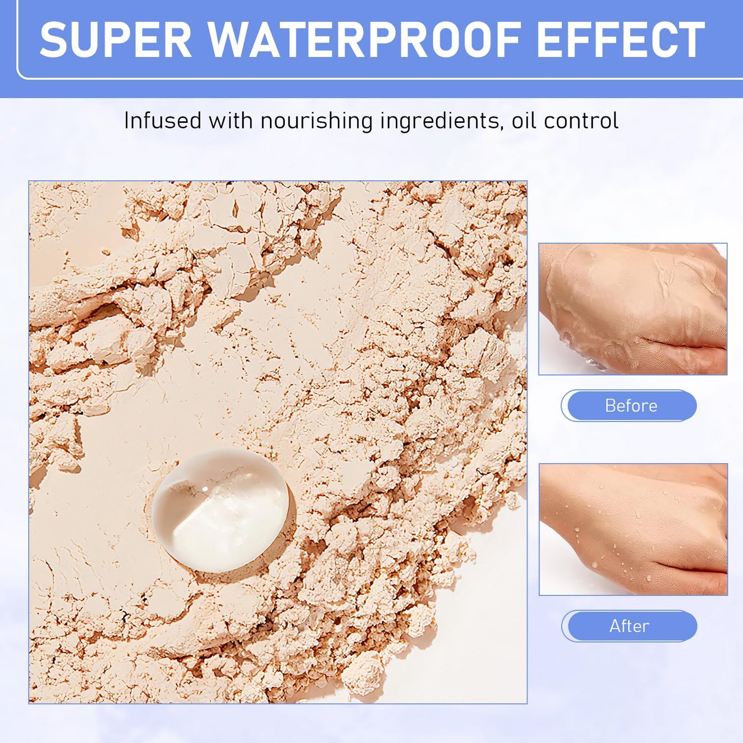 Maycheer Face Powder -Lasting Waterproof Face Powder-Maycheer Setting Powder Oil Absorbing Compact for Face, Lasting Waterproof Pressed Powder Compact (02# NATURAL BEIGE)