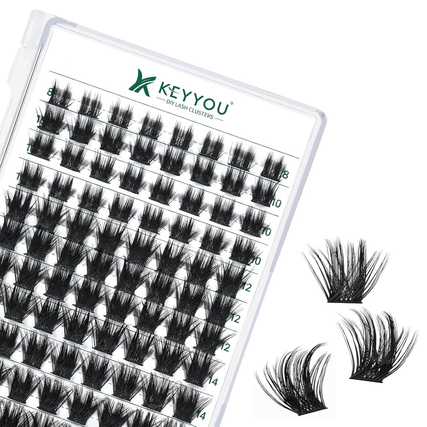Lash Clusters 96pcs Individual Lashes Y22 D Curl 8-18MIX Eyelash Clusters KEYYOU Volume Wispy Lash Extension Soft&Comfortable Easy DIY at Home(Y22,D-8-18MIX)