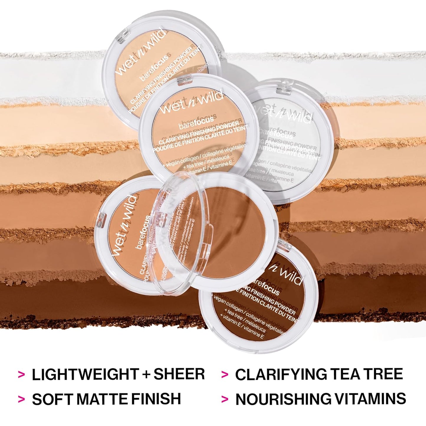 wet n wild Bare Focus Clarifying Finishing Powder | Matte | Pressed Setting Powder Fair-Light (Pack of 2)