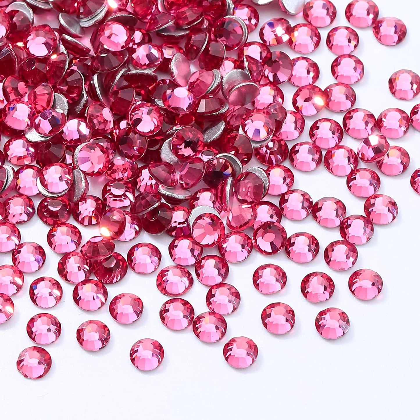 Rose Flatback Rhinestones, Glass Rhinestones for Nail Art and Craft, Glue Fix, Loose Crystal Gemstones(Rose, SS4, 1440pcs, 1.5-1.7mm)
