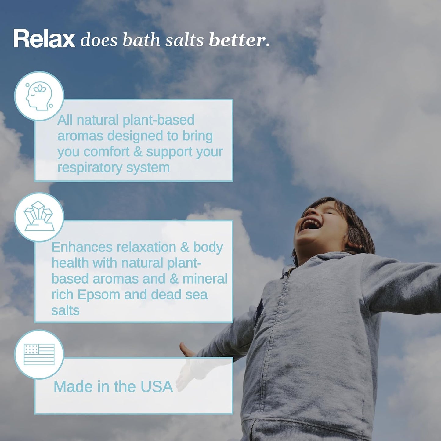 Relax Spa & Bath, Epsom & Dead Sea Salts, Aromatherapy Bath Salts for Hot Tub, Bath, or Spa, Infused with Magnesium, Respiratory Therapy