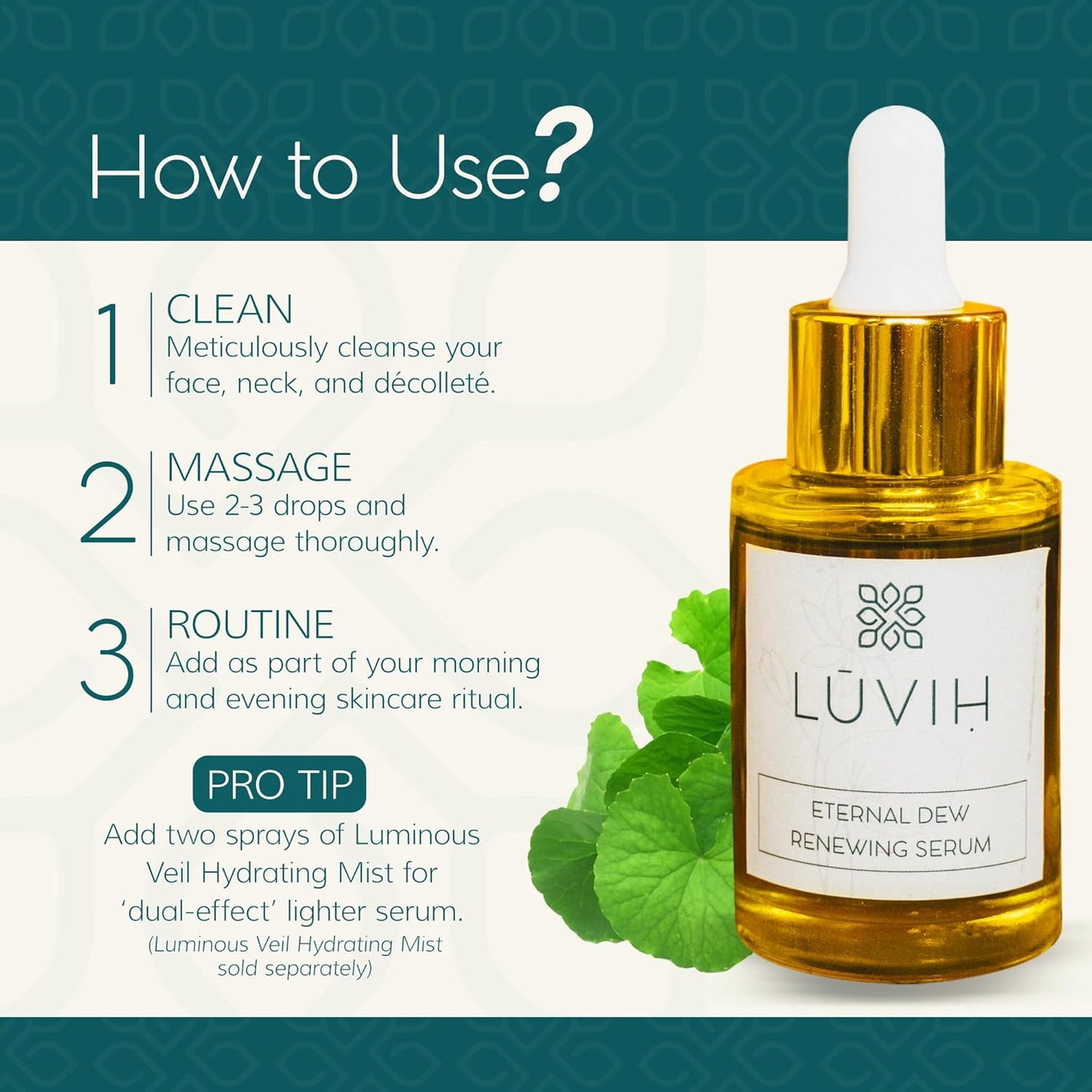 Anti-Aging Face Serum with Vitamin A, B, C & Bakuchiol – LUVIH Eternal Dew Hydrating & Plumping Treatment with Gotu Kola, Hibiscus & Lotus – For Wrinkles, Fine Lines & Mature Skin – 30 mL