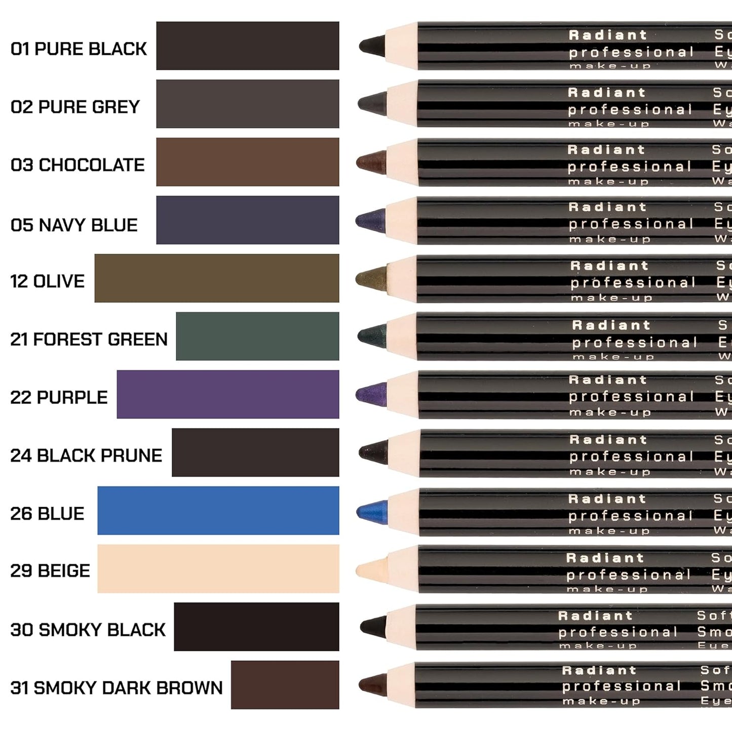 Radiant Professional Waterproof Eyeliner Pencil - Eyeliner Waterproof Smudge Proof for Woman - Long Lasting Under Eye Pencil for Smoky Eye - Soft Waterline Eye liner Smudger Tool, Chocolate (03)
