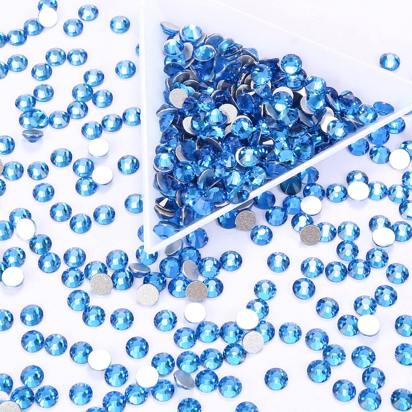 1440Pcs Blue Zircon Crystal Rhinestones,Glass Flatback Rhinestones Gemstones for Nail Face Makeup Art Crafts Clothes Decoration -(SS12,3.0mm,Blue Zircon)