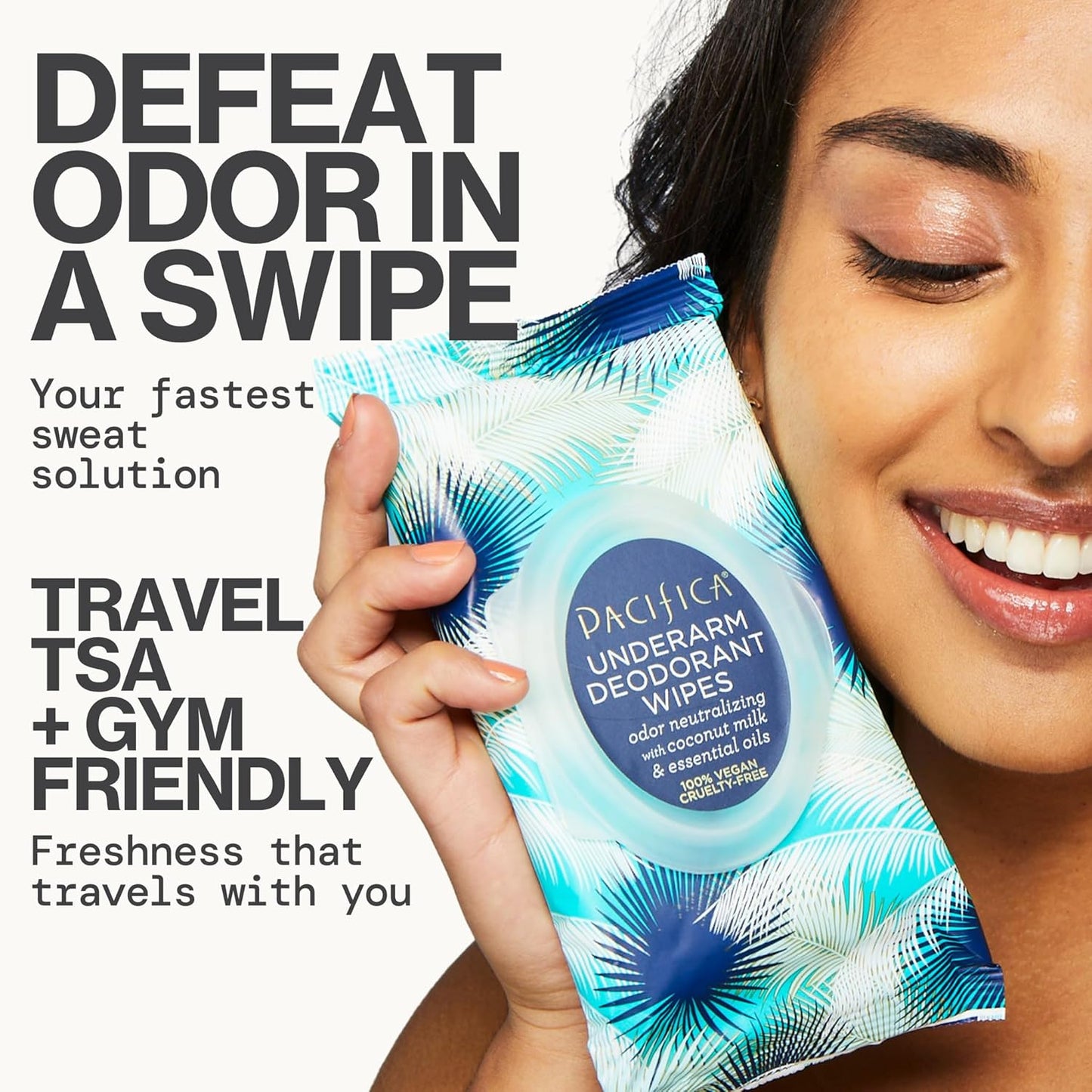Pacifica Deodorant Wipes - Coconut Milk Underarm & Full Body Deodorant Wipes - Removes Sweat & Oil - Aluminum-Free - Natural Feminine Odor Control Clean Vegan & Cruelty-Free Dermatologist Tested