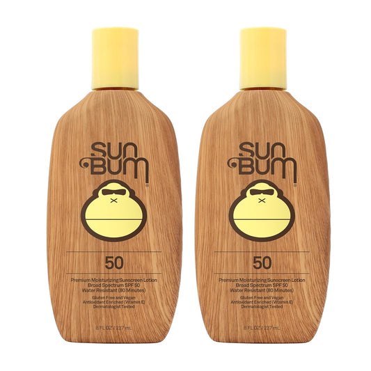 Sun Bum Original SPF 50 Sunscreen Lotion | Vegan and Reef Friendly (Octinoxate & Oxybenzone Free) Broad Spectrum Moisturizing UVA/UVB Sunscreen with Vitamin E | 8 oz (Pack of 2)