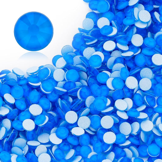 Neon Blue Flatback Rhinestones, Glass Rhinestones for Nail Art and Craft, Glue Fix, Loose Crystal Gemstones(Neon Blue, SS10, 1440pcs, 2.7-2.8mm)