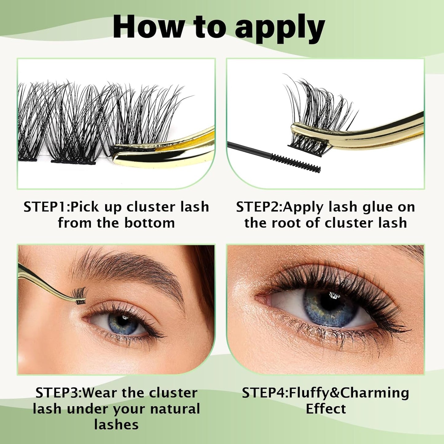 Lash Clusters 96pcs Eyelash Clusters D Curl 14mm Cluster Lashes KEYYOU Volume Wispy Lash Extension Soft&Comfortable Easy DIY at Home(Y23,D-14mm)