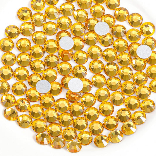 Beadsland 1440pcs Flat Back Crystal Rhinestones Round Gems for Nail Art and Craft Glue Fix, Topaz,SS12,3.0-3.2mm