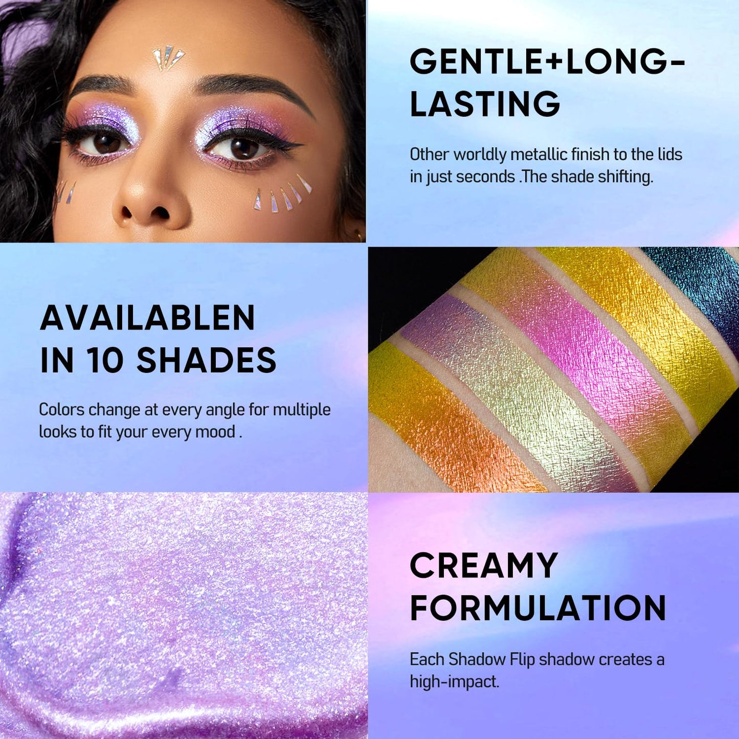 MAKI YIKA Glitter Eyeshadow Gold Liquid Multichrome Eyeshadows Long Lasting, Metallic Chameleon Eye Shadow Smudgeproof Holographic Eye Topper Glitters (#9 Ember)