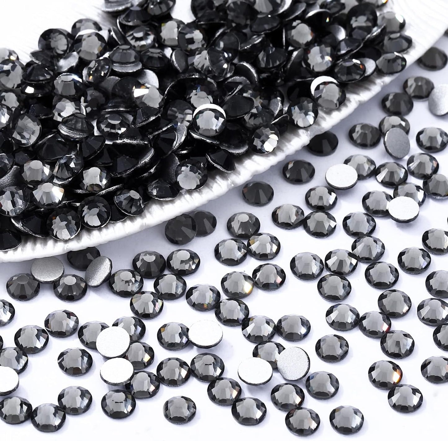 Gray Flatback Rhinestones, Glass Rhinestones for Nail Art and Craft, Glue Fix, Loose Crystal Gemstones(Gray, SS30, 288pcs, 6.4-6.6mm)