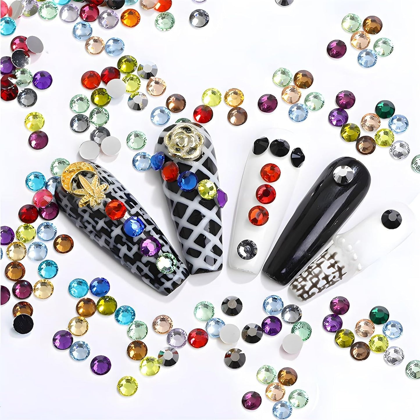 Flatback Rhinestones Round Gems for Nails Art and Crafts 4000Pcs SS12 3mm Glitter Crystals Stone DIY Bags Clothes Shoes (Dark Grey)