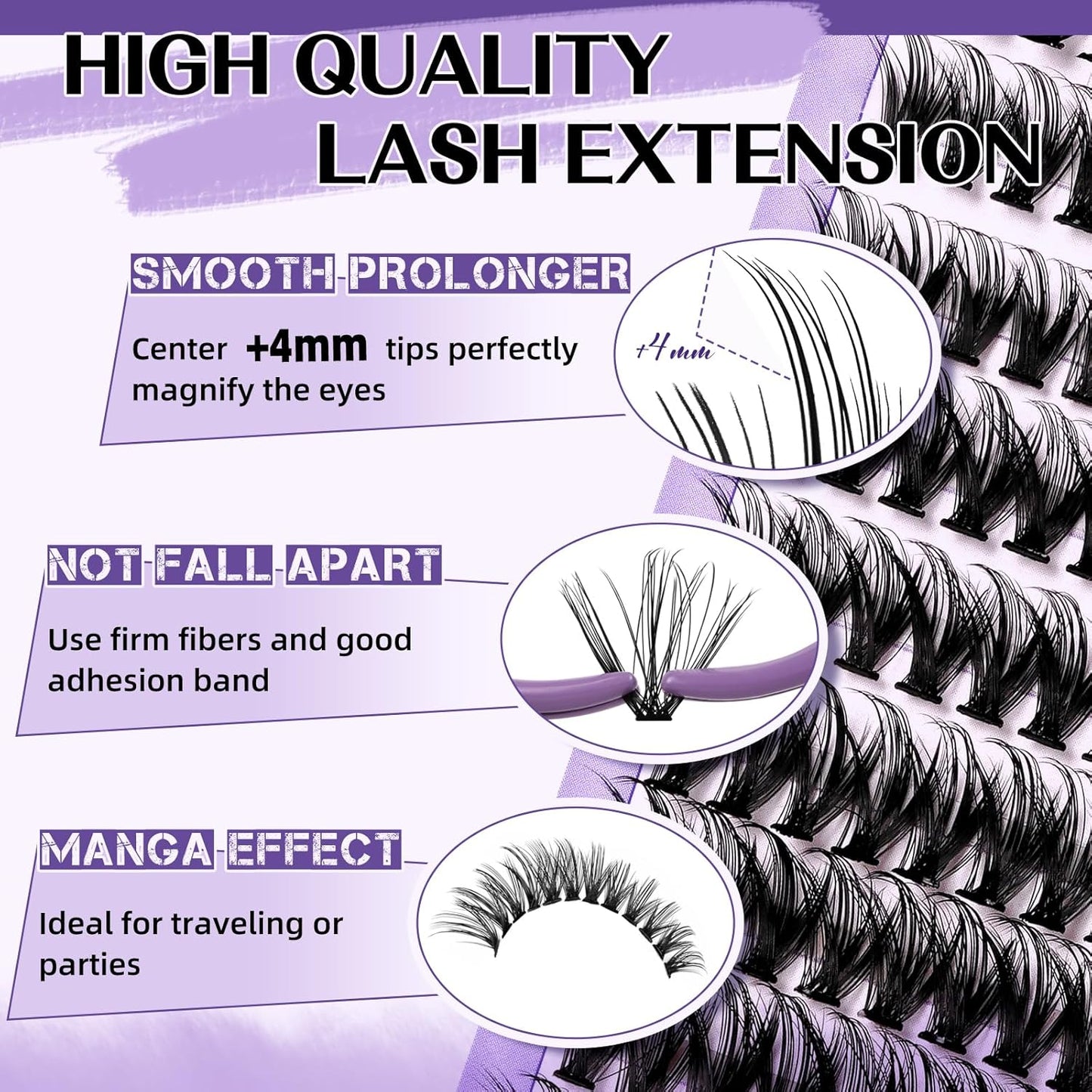 Lash Extension Kit for Beginners Eyelash Extension Kit Manga Lash Clusters Kit 280 PCS Individual Lashes Kit Volume 40D Soft D Curl Eye Lash Extension Lash Kit(Manga-40D-D-9-16MIX)