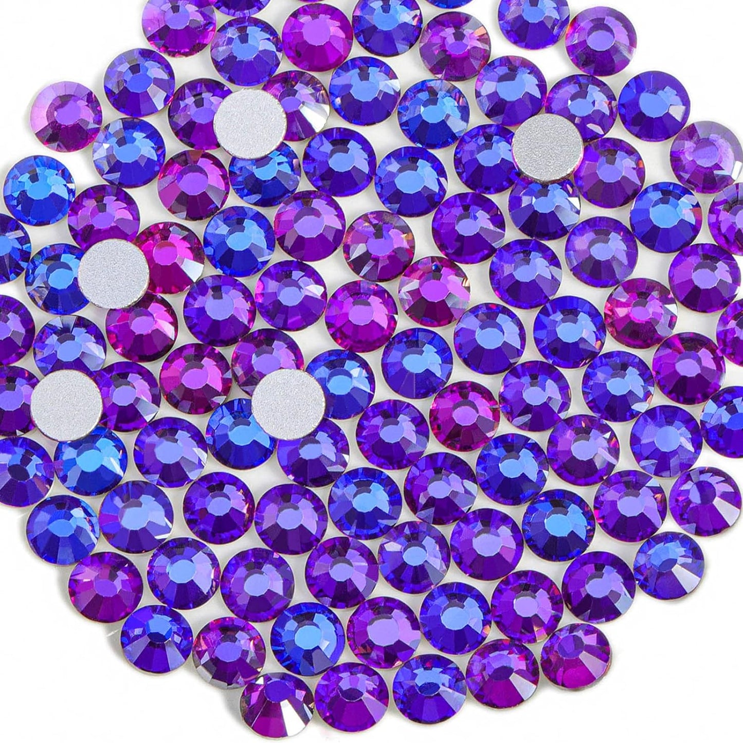 Beadsland 1440pcs Flat Back Crystal Rhinestones Round Gems for Nail Art and Craft Glue Fix, Purple Velvet,SS16,3.8-4.0mm