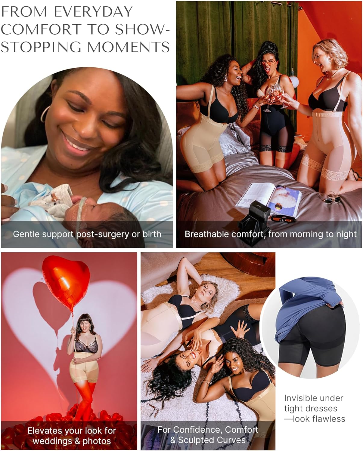 SHAPELLX Shapewear for Women Tummy Control Faja Body Shaper Butt Lifting Plus Size Shapewear Colombianas Moldeadoras