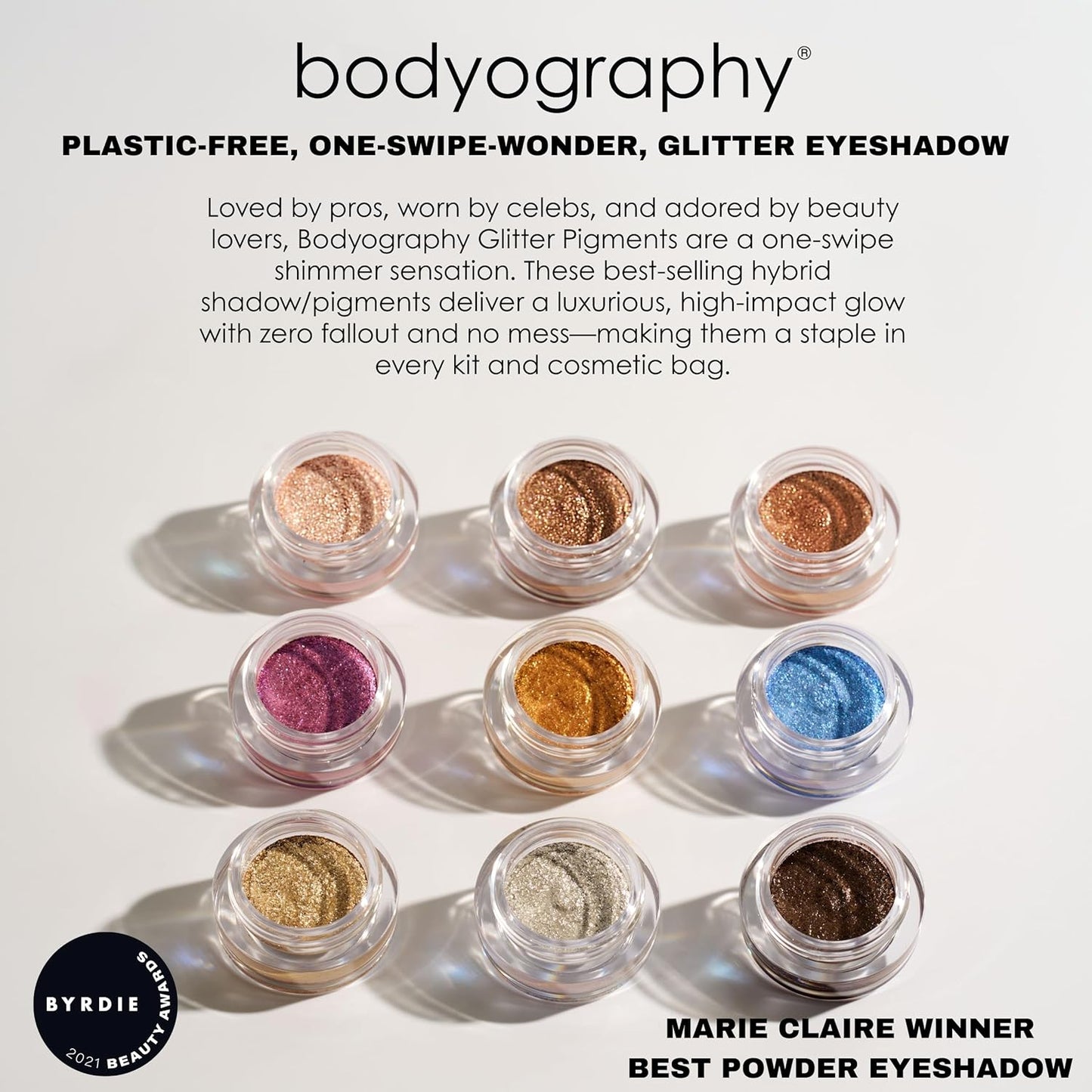 Bodyography Glitter Pigment Eye Shadow | Long Wear Shimmer Eyeshadow | Vegan, Talc & Paraben Free | Cream Powder Formula | Hue (Duo Chrome Purple) 1.5 g