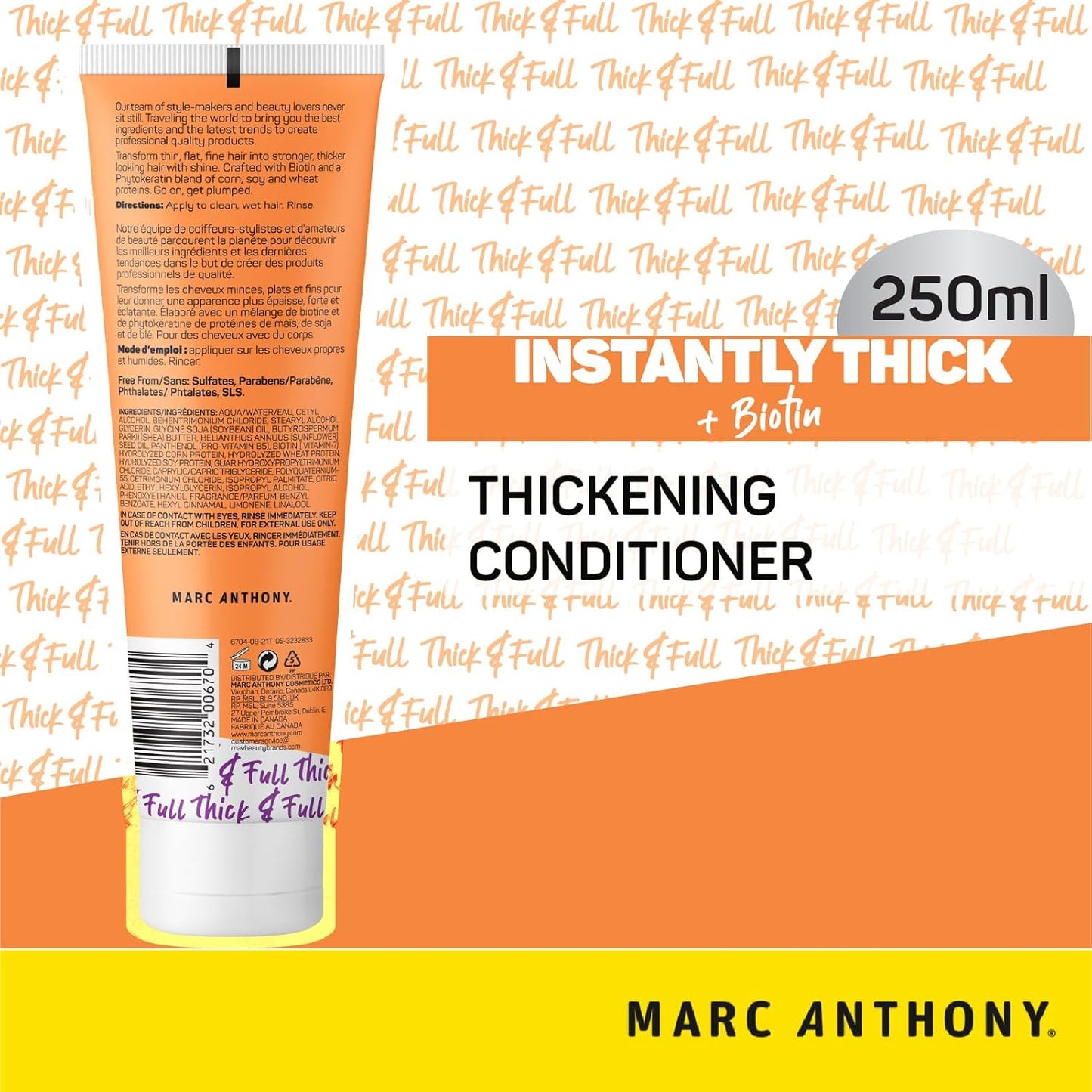 Marc Anthony Instantly Thick Biotin Conditioner, 8.45 oz - Volumizing & Moisturizing Hair Product for Thin, Flat or Dry Hair - Paraben-free, Sulfate-free, Phthalate-free (Pack of 2)