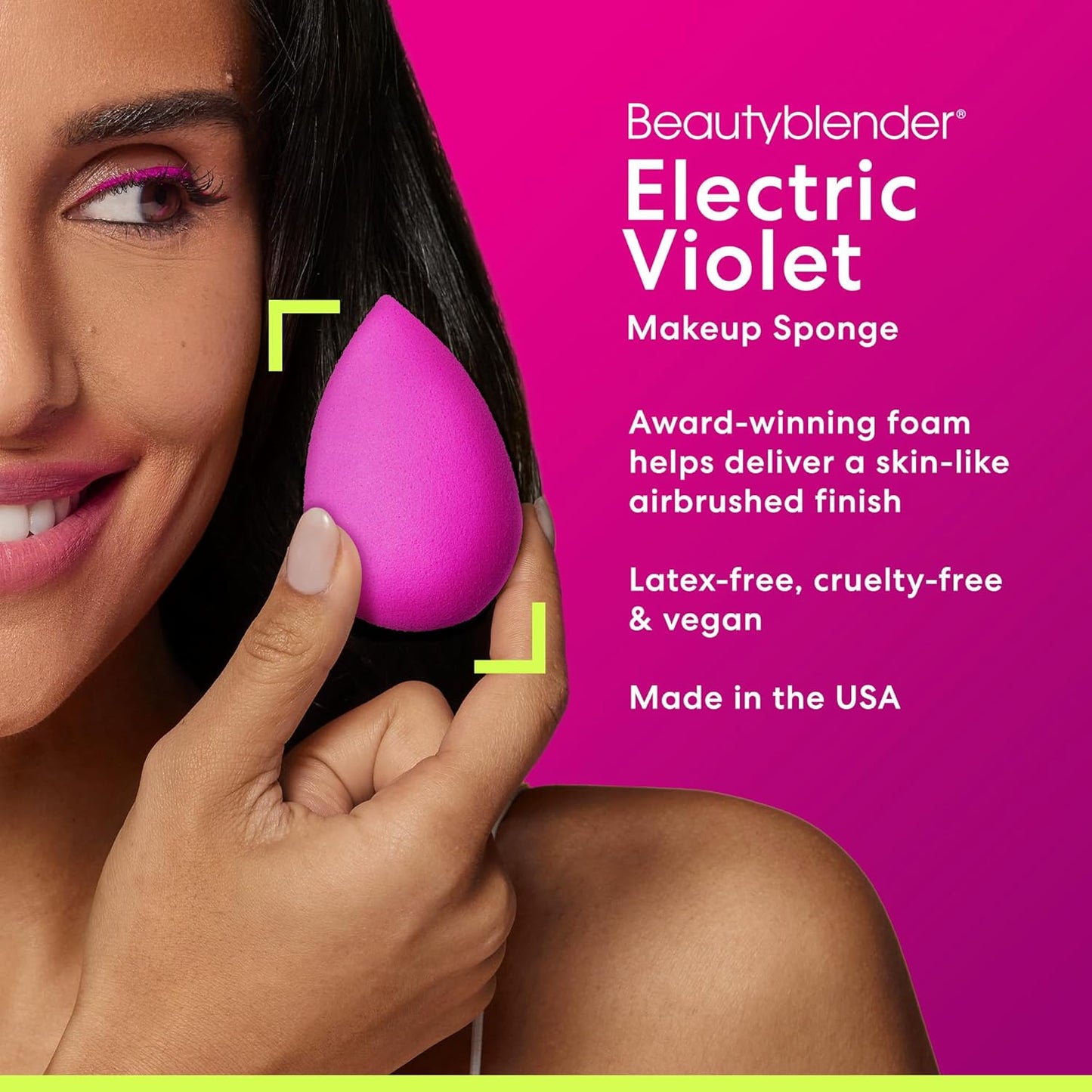 Beautyblender® | Electric Violet Beauty Blender Makeup Sponge, Super-Soft Foam Easily Blends Foundations, Powders & Creams, Made in USA, Reusable, Washable, Streak Free Application, Vegan