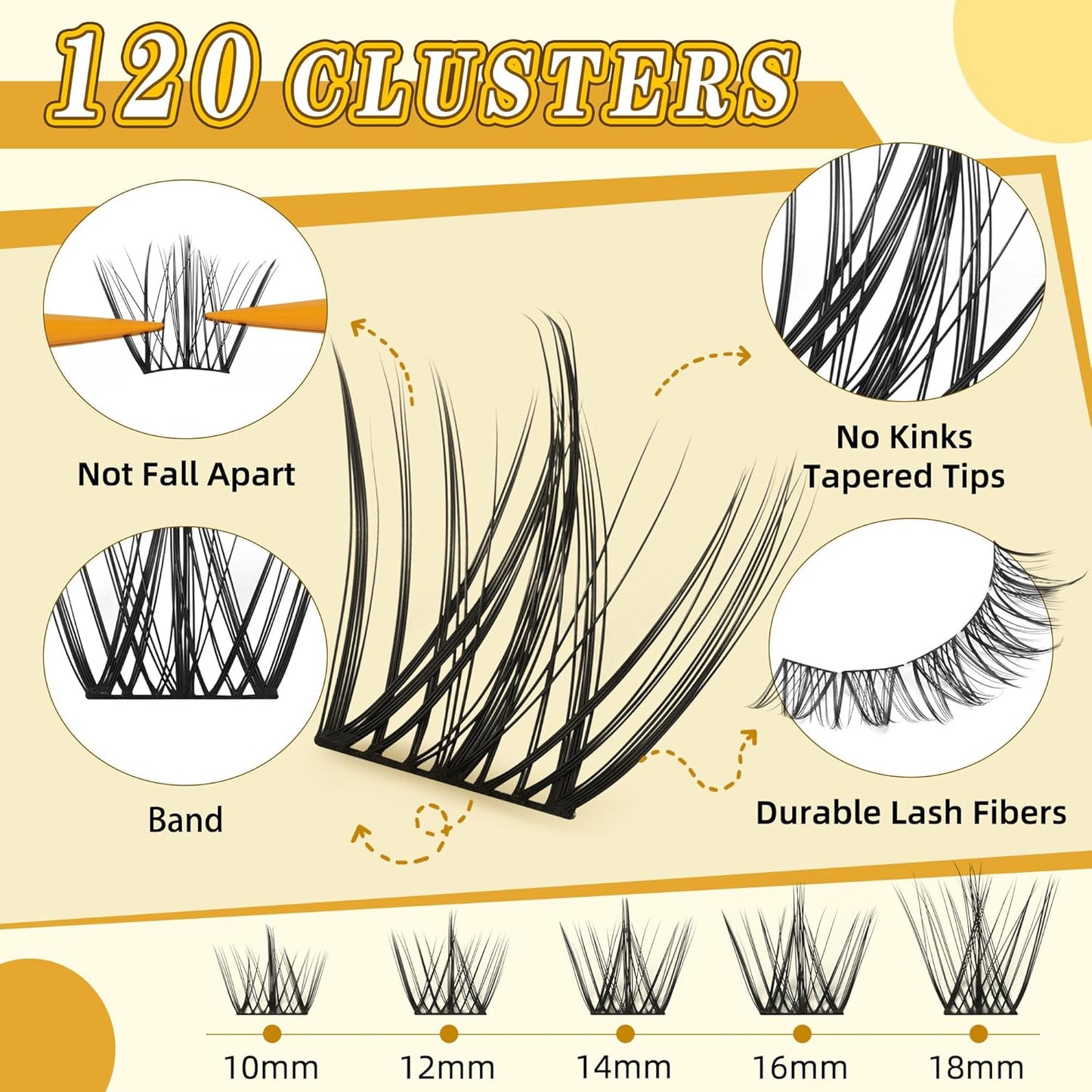 Eyelash Clusters 10-18mm Wispy Eyelash Clusters D Curl DIY Lash Extension Natural Lash Clusters Individual Lashes (LF02 Lashes Only)