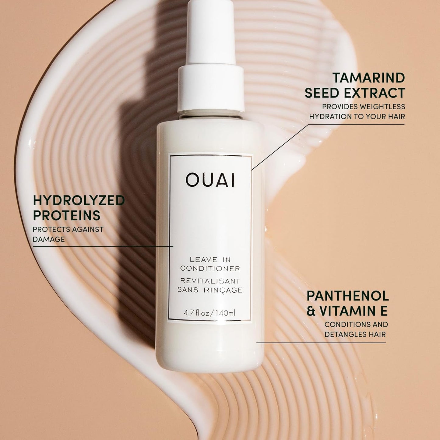 OUAI Full Size Leave In Conditioner & Deluxe Size Wave Spray Bundle - Hair Styling Products for Frizz Control, Volume, Texture & Added Shine (2 Count)
