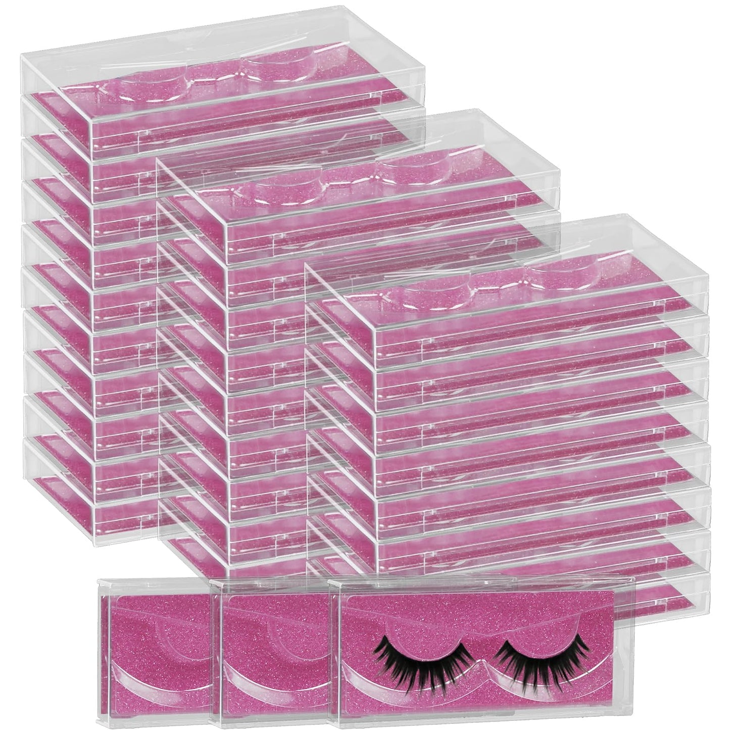 Rose Premium Lash Display Cases - 30 Pack Customizable False Eyelash Storage Containers, Protection
