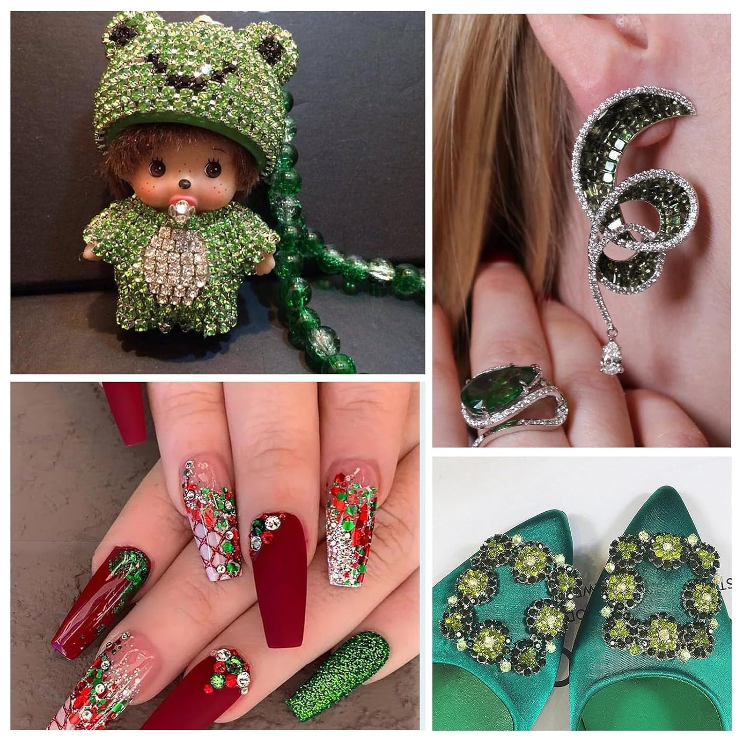 1440Pcs Light Green Crystal Rhinestones,Glass Flatback Rhinestones Gemstones for Nail Face Makeup Art Crafts Clothes Decoration - (SS20,4.8mm,Light Green)