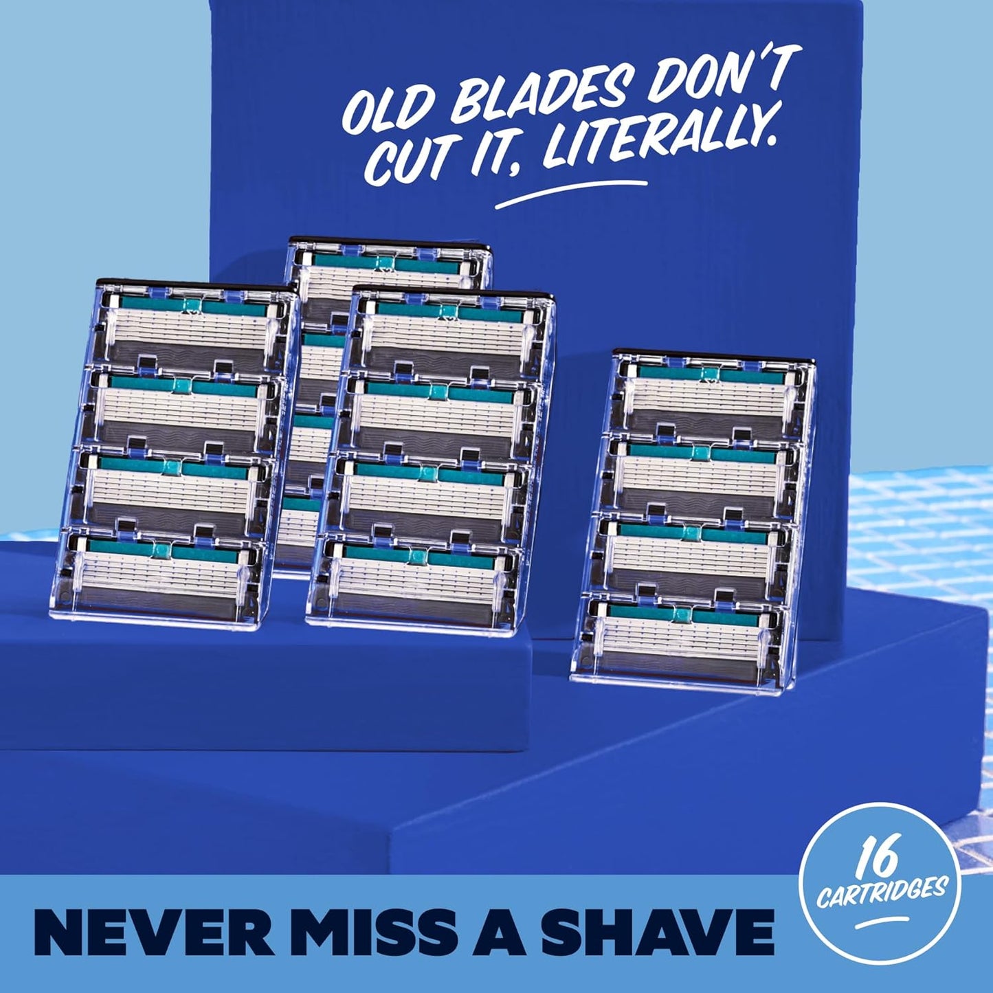 Dollar Shave Club | 6 Blade Razor Refills (16 Pack) | 6 Stainless Steel Blades for a Close & Comfortable Shave