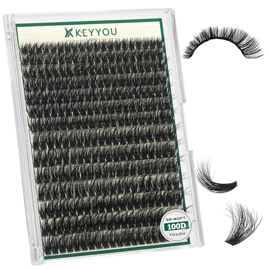 Clusters 3D Effect Eyelash Clusters 280pcs 100D D Curl 9-18MIX Individual Lashes Wispy Lashes Volume Cluster Lashes Natural Soft DIY Lash Extension(3D-100D-D-9-18MIX)