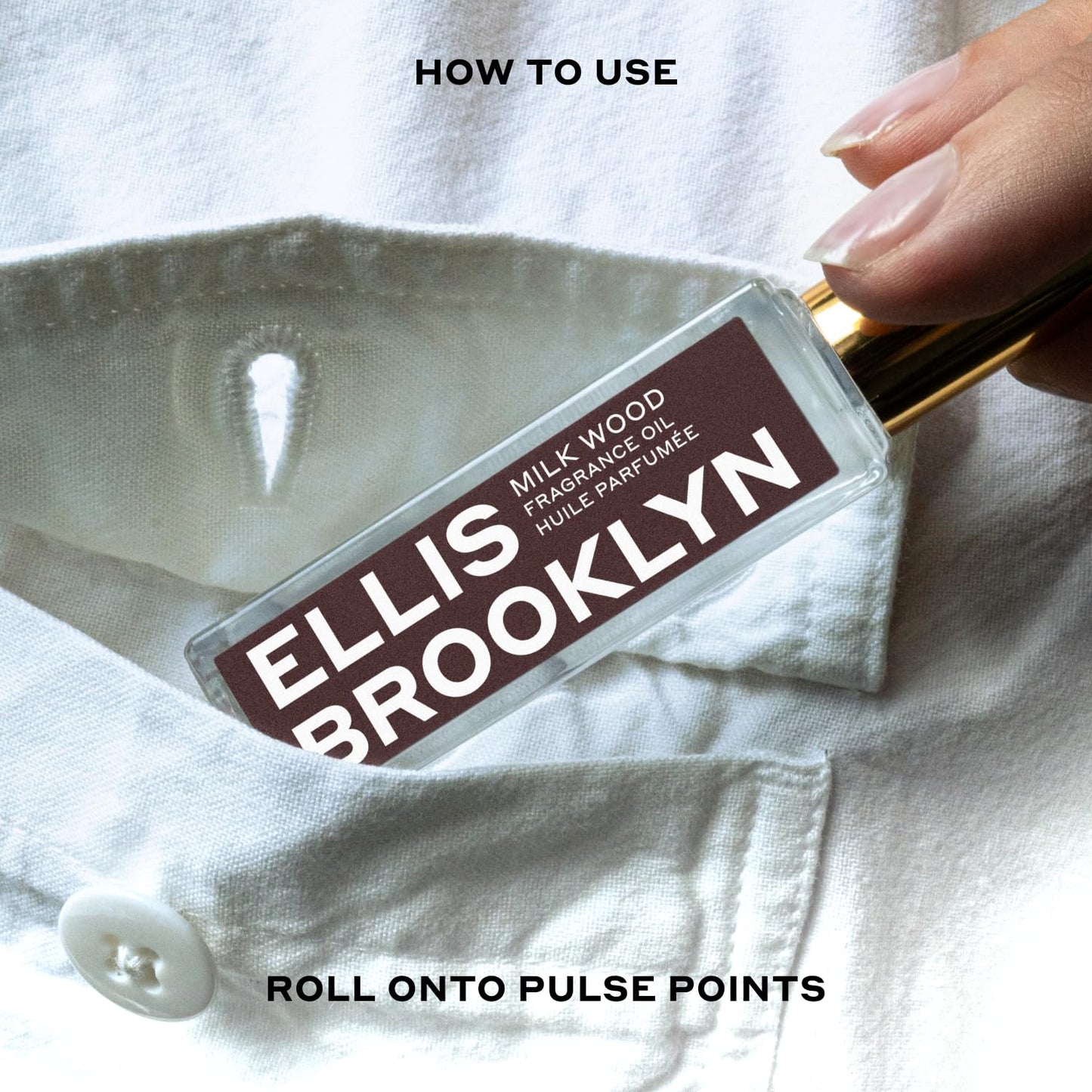 Ellis Brooklyn Milk Wood Perfume Oil Roll-On for Women – Sandalwood & Amber Musk Perfume Oil - Notes of Coconut Milk, Freesia & Bergamot– Long Lasting Fragrance, Travel-Friendly Rollerball, 15ml