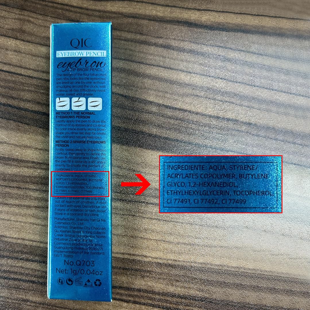 QIC Eyebrow 4 Tip Brow Pencil, Microblading Pen Waterproof Long-Lasting with Upgrade Micro-Fork Tip Applicator for Natural Brows (Light Brown-01)