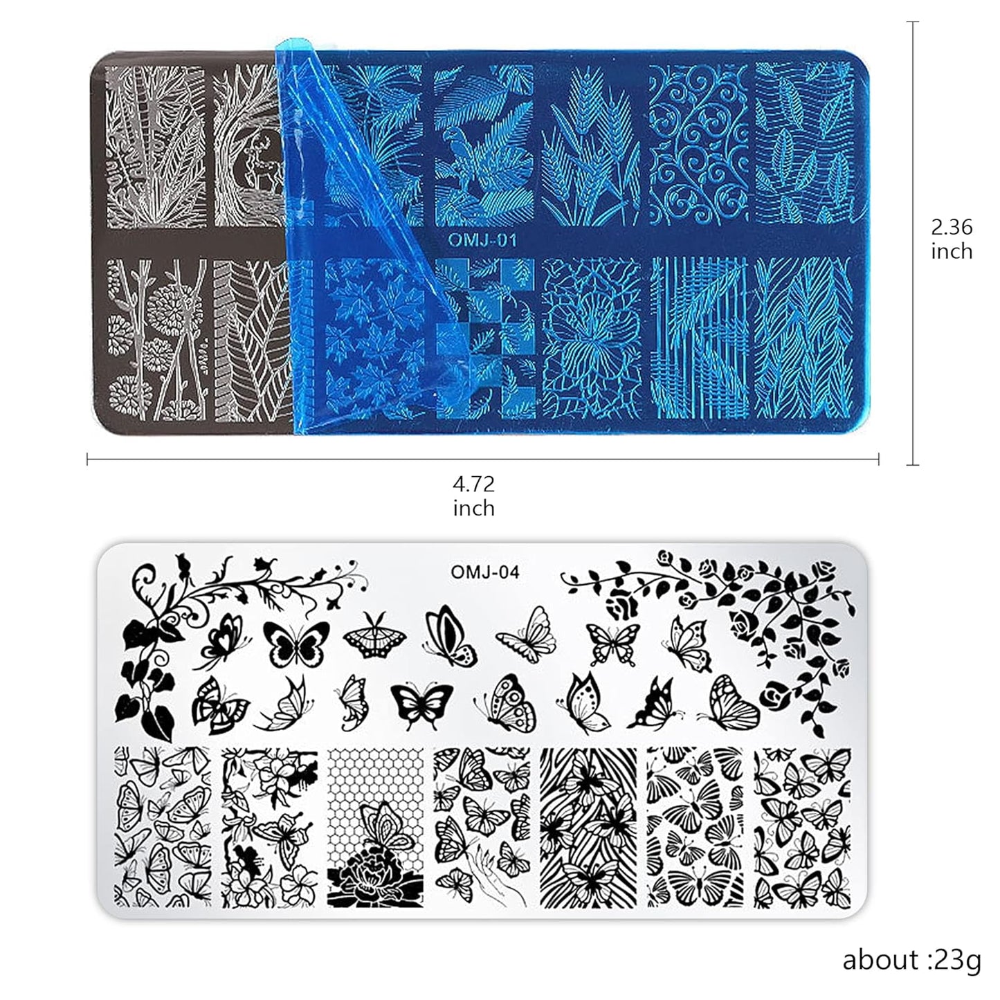 AddFavor Nail Stamper Kit 6pcs Flower Lace Nail Art Stamping Plate Butterfly Leaf Geometry Template with Silicone Nail Stamper and Scraper for Women Girls DIY Fingernail Manicure Stencils Tools