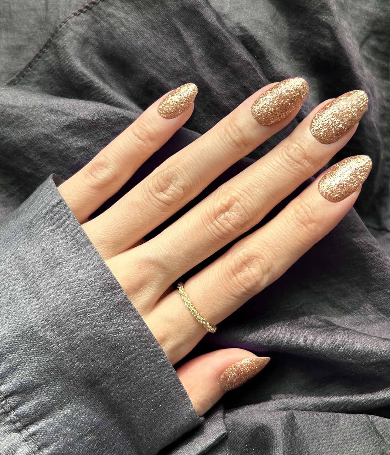 Nail Polish Strips - 22 Pcs Salon Quality Gel Nail Stickers - Long Lasting Wraps (Honey Golden)