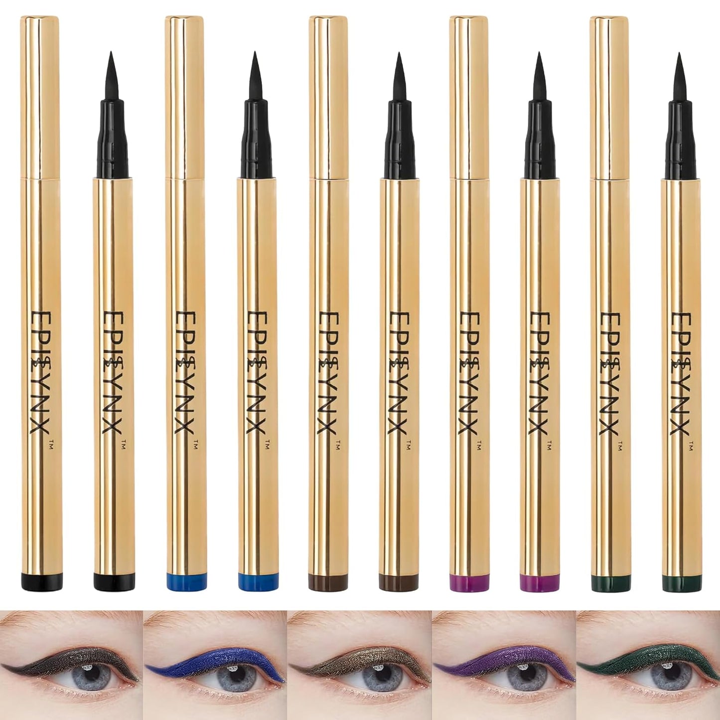 Waterproof Eyeliner - Smudge-Proof Liquid Eyeliner Pen with Precision Tip for Smooth, Long-Lasting Application - Vegan, Hypoallergenic & Gluten-Free Eye Liner - 5 Shades 2mL each Gift Set