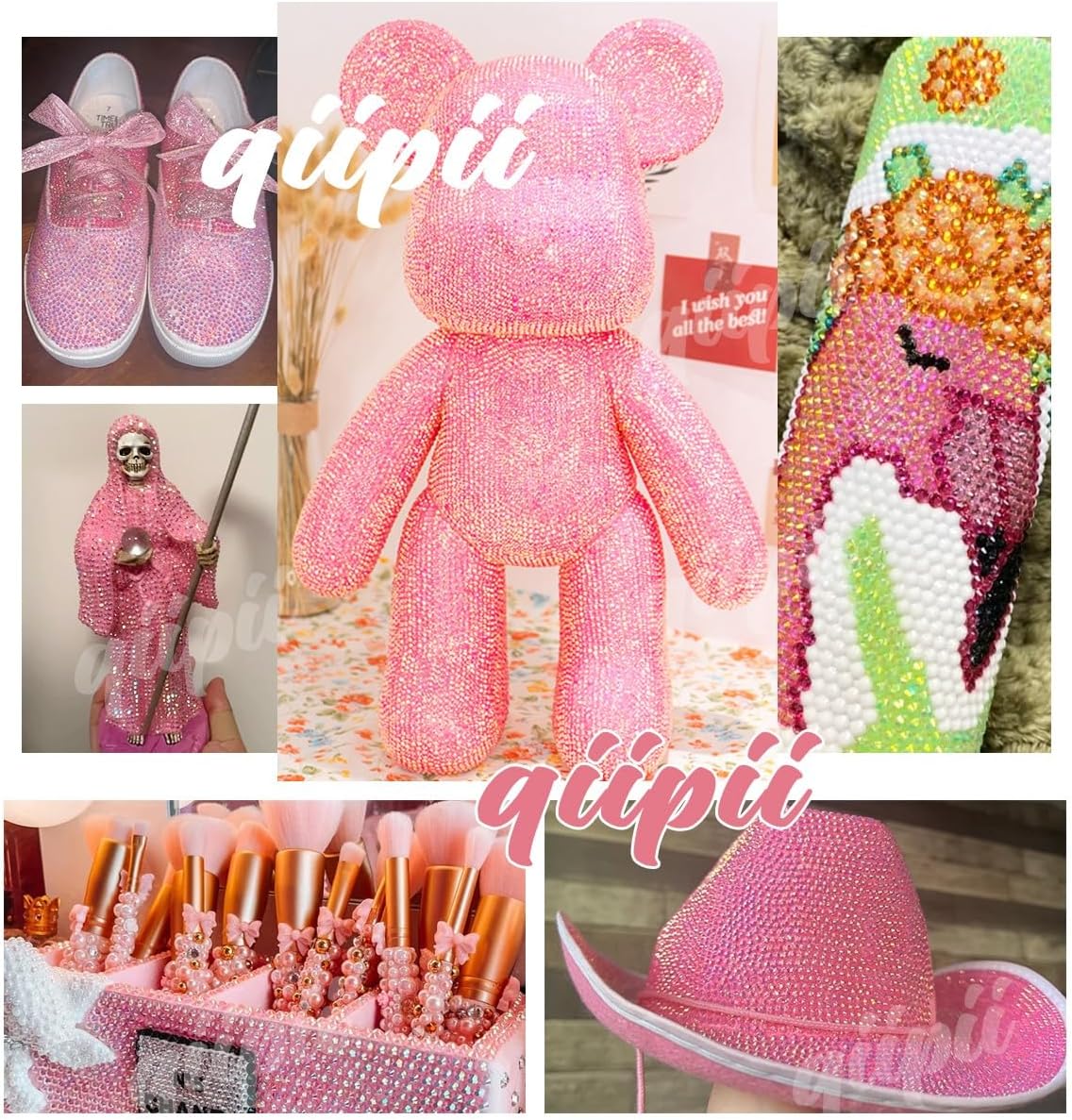 Light Pink AB Resin Rhinestones w B7000 Jewelry Glue for Bedazzling Crafting 3mm 4mm 5mm 6mm Flatback Jelly Stones Bulk Diamonds Crystals Gems Charms for Nails Face Eyes Makeup Tumblers