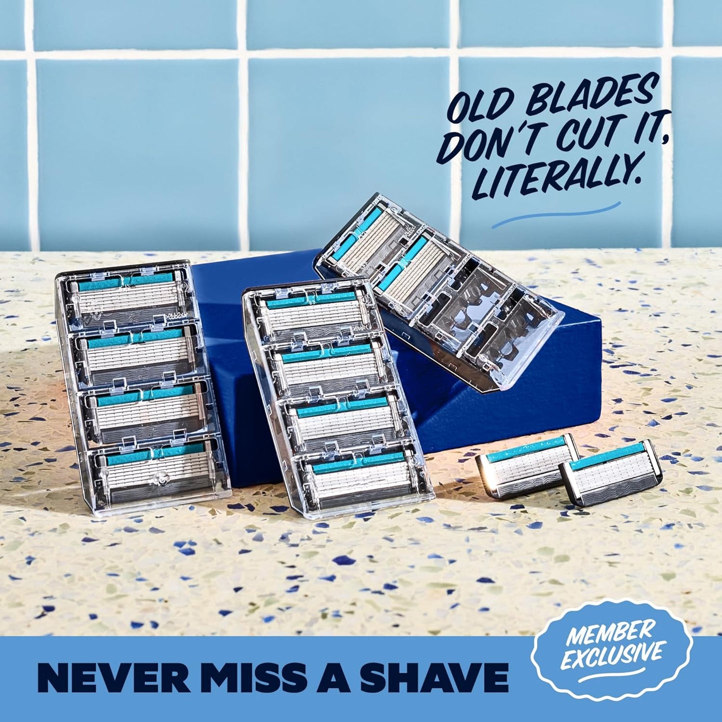 Dollar Shave Club | The Member Exclusive Shave Set | 4 Extra Close Refill Cartridges, 1 Handle (Green), 1 Shave Butter 3 ounce, 1 Razor Cover, Razors for Men