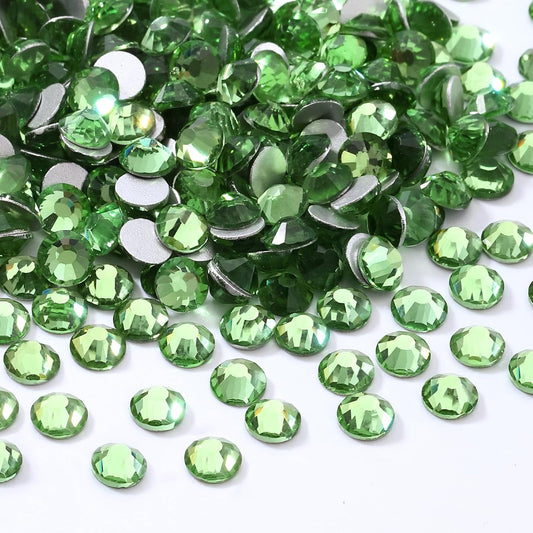 Light Green Flatback Rhinestones, Glass Rhinestones for Nail Art and Craft, Glue Fix, Loose Crystal Gemstones(Lt.Green, SS12, 1440pcs, 2.9-3.0mm)