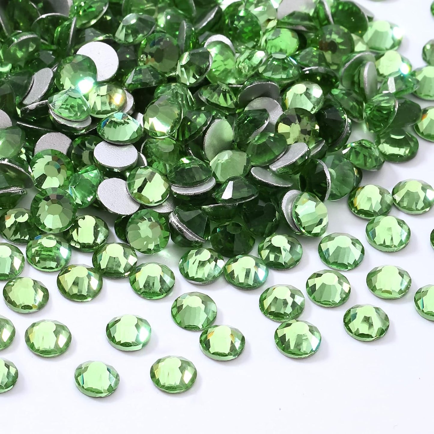 Light Green Flatback Rhinestones, Glass Rhinestones for Nail Art and Craft, Glue Fix, Loose Crystal Gemstones(Lt.Green, SS16, 1440pcs, 3.8-4.0mm)