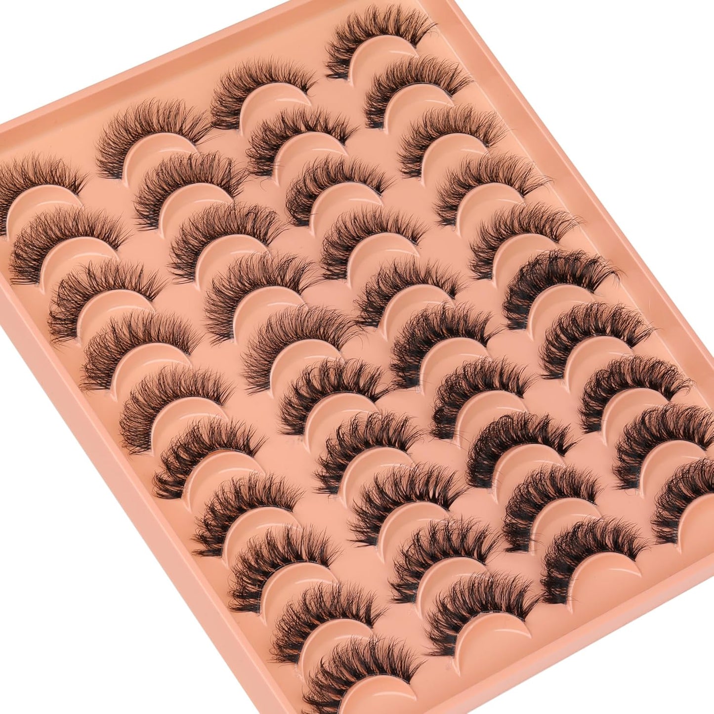 JIMIRE False Eyelashes 4 Styles Mixed Demi Wispies Cat Eye Lashes Mink Lashes Fluffy D Curl Russian Strip Lashes Natural Look Fake Lashes Pestañas 20 Pairs Pack