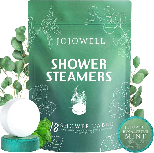 Shower Steamers Aromatherapy - 18 Pack Shower Bombs Birthday Christmas Gifts for Women Men, Eucalyptus for Shower with Essential Oils, Nasal Relief,Self Care Spa Gifts for Women - Eucalyptus & Mint