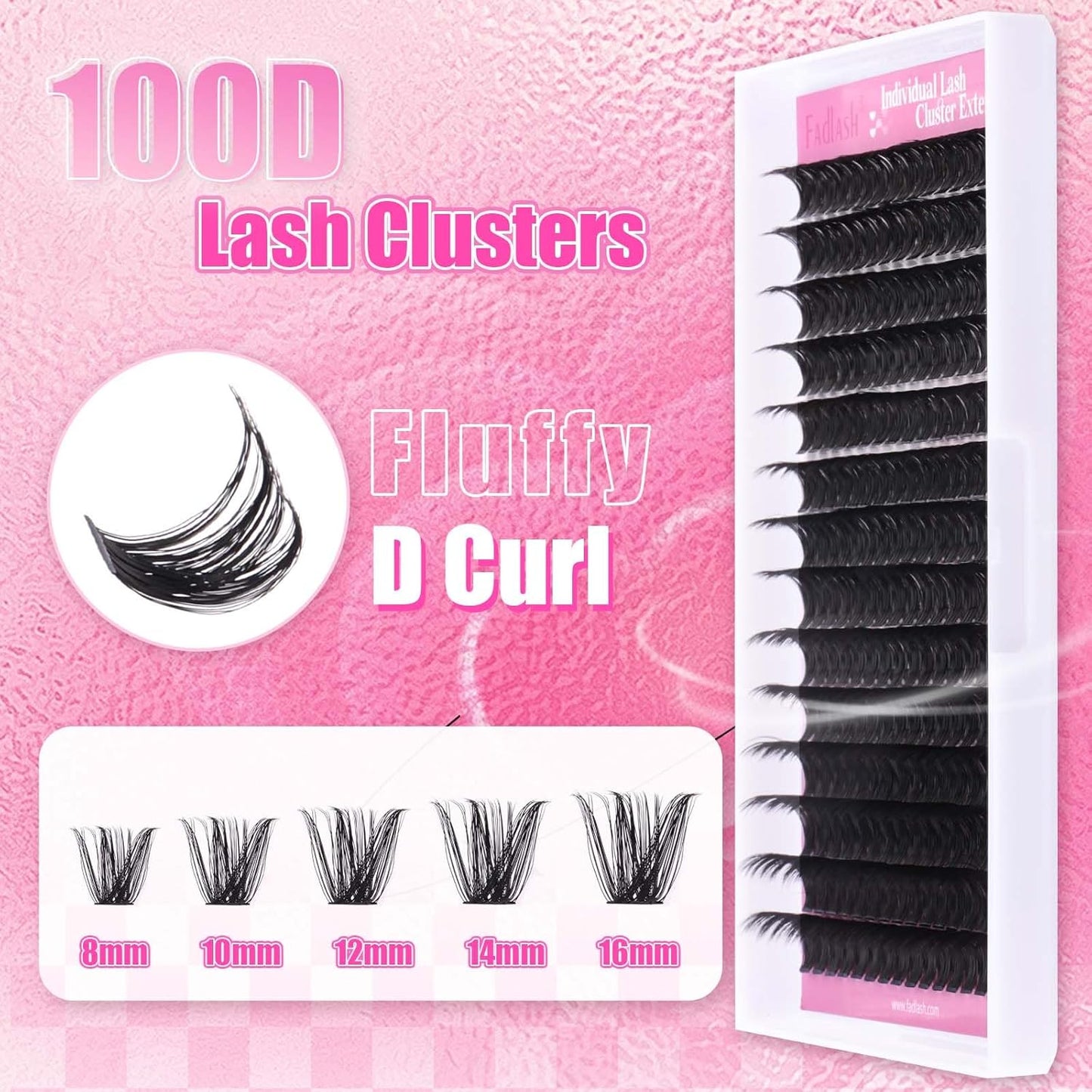 Cluster Lashes 8-16mm Lash Clusters 100 D Lash Extension Clusters Individual Lashes Soft DIY Eyelash Extensions Mixed Tray Eyelash Clusters Natural Look (100D-0.07D, 8-16mm)